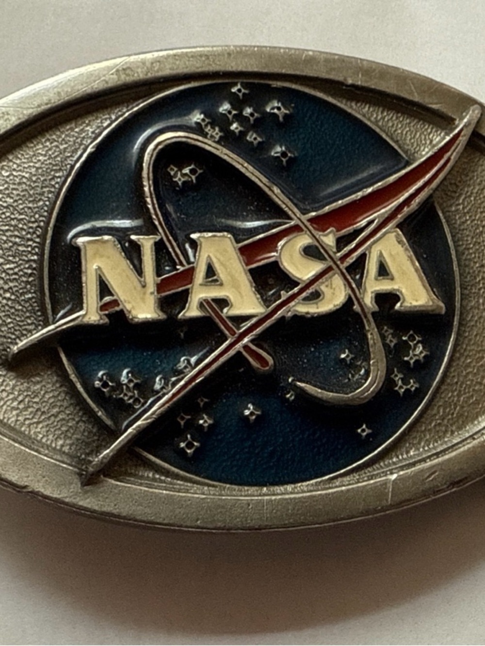 NASA American Soul New York City made in America Silver & Blue Oval Belt Buckle - Picture 2 of 13